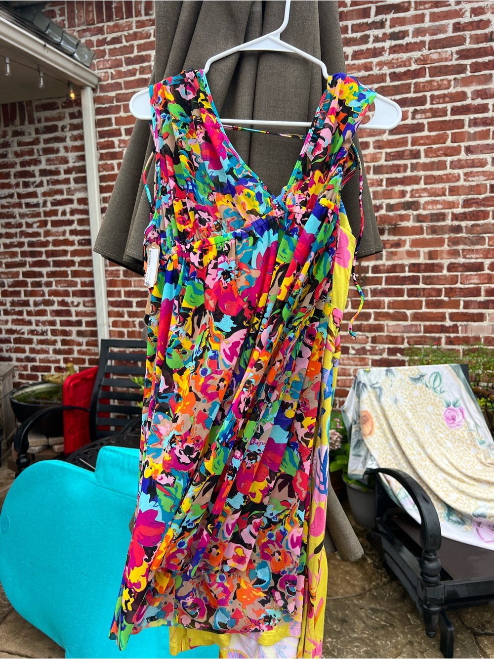 Kenneth Cole Multicolor Floral V-Neck Mini Dress